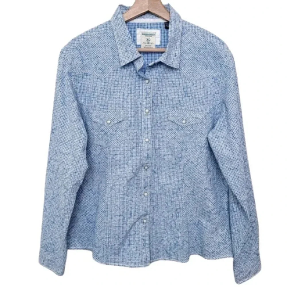 Panhandle Rough Stock Womens Xlarge Cowboy Pearl Snap Button  Shirt
